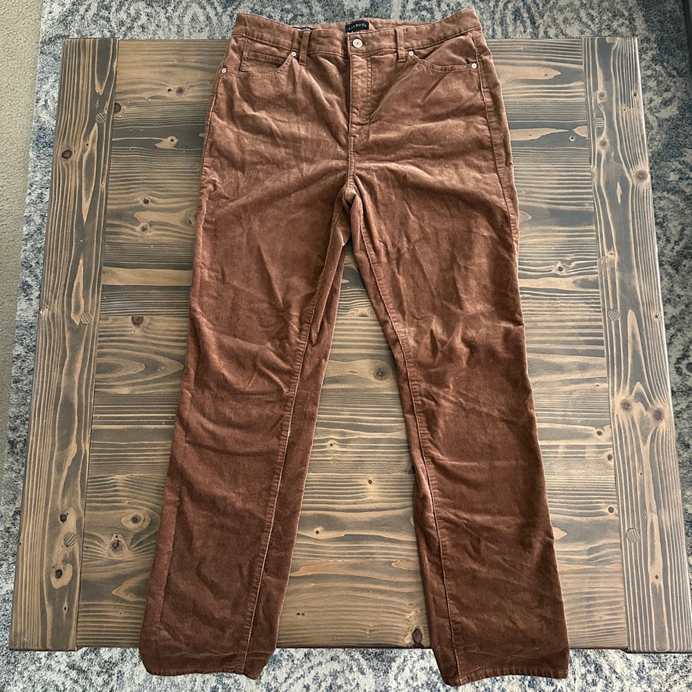 Women’s Talbots Brown Corduroy Straight Leg Pants Size 10 Workwear Fall